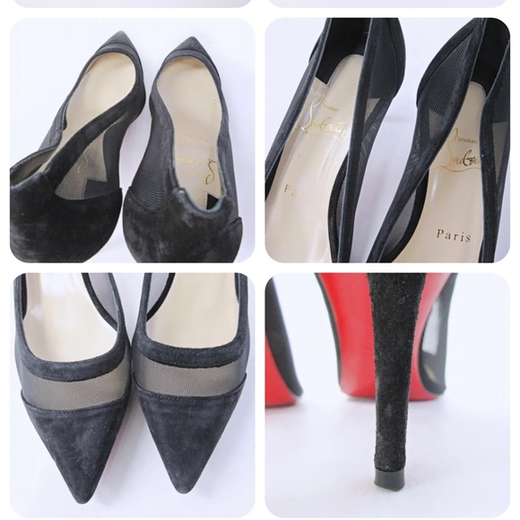 Christian louboutin galativi mesh pumps Suede pointed toe black size 37.5 Heels - Picture 4 of 4
